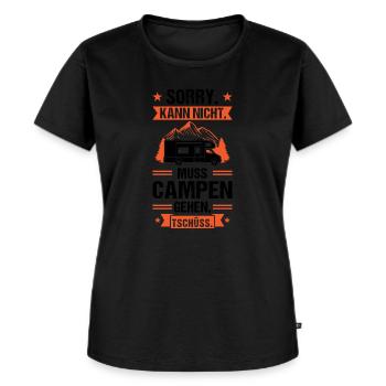 Campen Camping Wohnwagen Geschenk - Frauen Premium Bio T-Shirt - Schwarz - Vorne - Selfina (174cm)