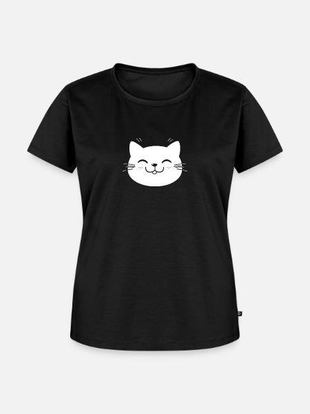Lustiges Kawaii-Katzengesicht - Frauen Premium Bio T-Shirt - Schwarz