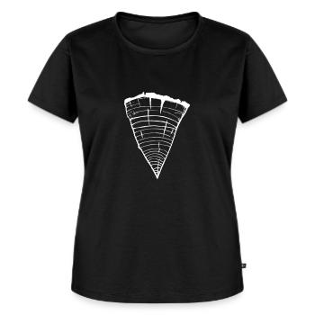 holz slice / wood slice - Frauen Premium Bio T-Shirt - Schwarz - Vorne - Selfina (174cm)