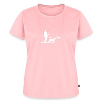 Jagdhund Jäger Waidmann Jagd Symbol Silhouette - Frauen Premium Bio T-Shirt - Rosa - Vorne - AI Model Female 172 dark (172cm)