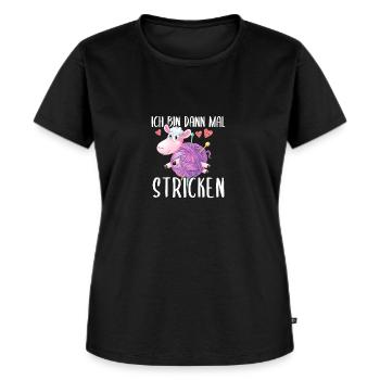 Ich Bin Dann Mal Stricken Süßes Schaf - Frauen Premium Bio T-Shirt - Schwarz - Vorne - Selfina (174cm)