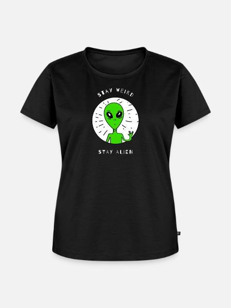 Stay Weird Stay Alien - Frauen Premium Bio T-Shirt - Schwarz