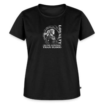 Wikinger Frauen Spruch, Viking Damen Schildmaid - Frauen Premium Bio T-Shirt - Schwarz - Vorne - Selfina (174cm)