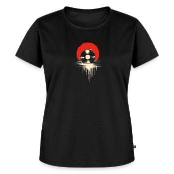 Vinyl Sunset für alle Musikliebhaber - Frauen Premium Bio T-Shirt - Schwarz - Vorne - Selfina (174cm)