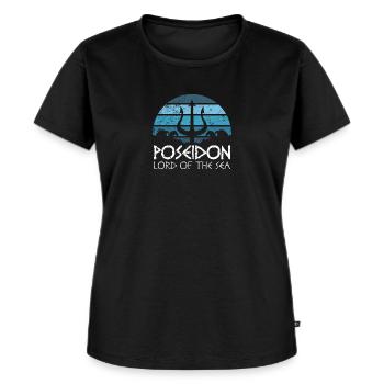 Poseidon Trident T Shirt Griechische Götter Herr - Frauen Premium Bio T-Shirt - Schwarz - Vorne - Selfina (174cm)