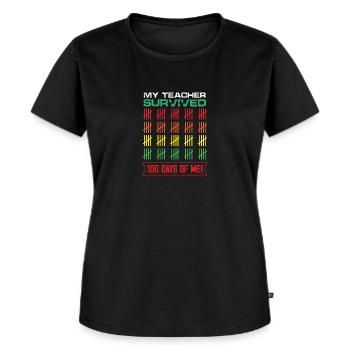 My Teacher Survived 100 Days Of Me School Class - Frauen Premium Bio T-Shirt - Schwarz - Vorne - Selfina (174cm)