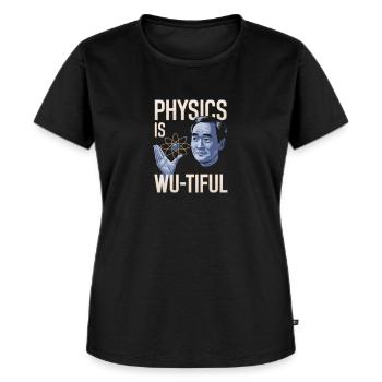 La physique est un design radical - T-shirt Premium bio Femme - noir - Devant - Selfina (174cm)