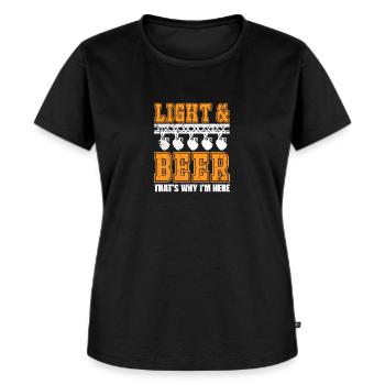 Light & Beer Humorous Design - Frauen Premium Bio T-Shirt - Schwarz - Vorne - Selfina (174cm)