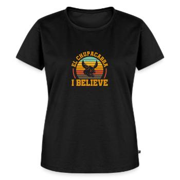 El Chupacabra I Believe Monster Hunter Cryptid - Frauen Premium Bio T-Shirt - Schwarz - Vorne - Selfina (174cm)