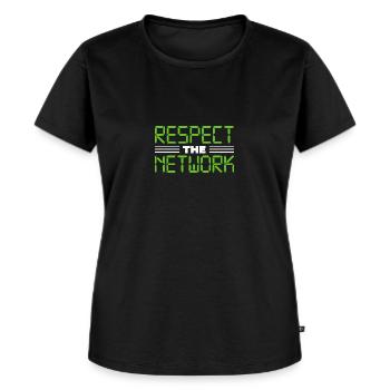 Respect the Network - Frauen Premium Bio T-Shirt - Schwarz - Vorne - Selfina (174cm)