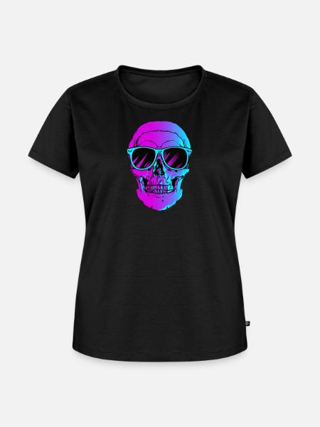 Synthwave Retro Schädel - Frauen Premium Bio T-Shirt - Schwarz