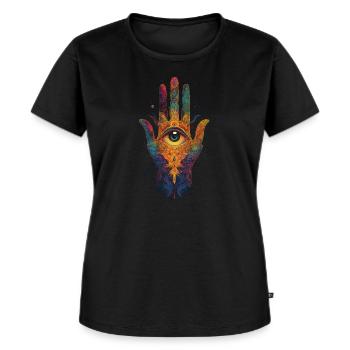 La main mystique de Fátima - T-shirt Premium bio Femme - noir - Devant - Selfina (174cm)