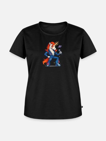 Bowie-Einhorn - Frauen Premium Bio T-Shirt - Schwarz