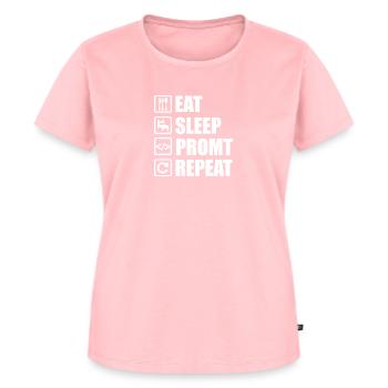 Eat Sleep Prompt Repeat – Für KI Entwickler - Frauen Premium Bio T-Shirt - Rosa - Vorne - AI Model Female 172 dark (172cm)