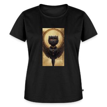 Schwarze Katze Engel - Frauen Premium Bio T-Shirt - Schwarz - Vorne - Selfina (174cm)