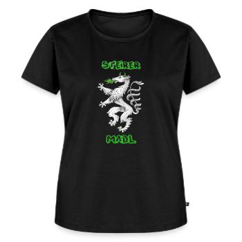 Steirer Madl - Frauen Premium Bio T-Shirt - Schwarz - Vorne - Selfina (174cm)