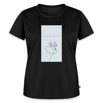 Hellblau Schwarz Blau Fineline Minimal Kunst Fr - Frauen Premium Bio T-Shirt - Schwarz - Vorne - Selfina (174cm)