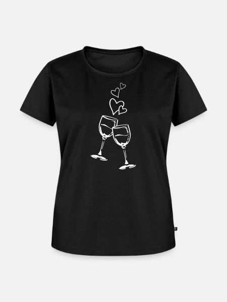 rotwein herzen - Frauen Premium Bio T-Shirt - Schwarz