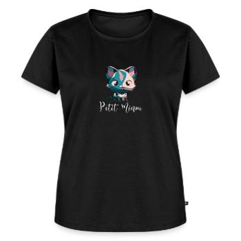 PETIT MINOU modèle foncé - T-shirt Premium bio Femme - noir - Devant - Selfina (174cm)