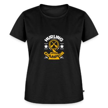 Hurling Champion - Frauen Premium Bio T-Shirt - Schwarz - Vorne - Selfina (174cm)