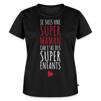 Super Maman Cadeau Rigolo Femme Pour Une Maman - T-shirt Premium bio Femme - noir - Devant - Selfina (174cm)