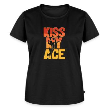 Kiss my ace cool cooler Volleyball Spruch englisch - Frauen Premium Bio T-Shirt - Schwarz - Vorne - Selfina (174cm)