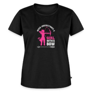 Bogenschießen Bogenschütze Vintage Bogensport - Frauen Premium Bio T-Shirt - Schwarz - Vorne - Selfina (174cm)