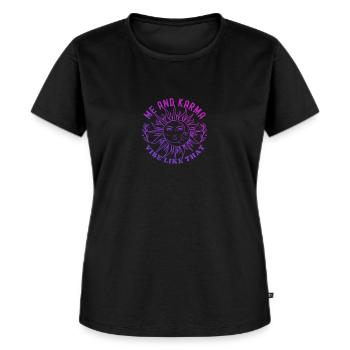 Moi et Karma Vibe Comme ça Le karma est un chat - T-shirt Premium bio Femme - noir - Devant - Selfina (174cm)