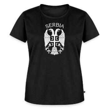 Serbia Geschenk Balkan Jugoslawien Jugo Sarajevo - Frauen Premium Bio T-Shirt - Schwarz - Vorne - Selfina (174cm)