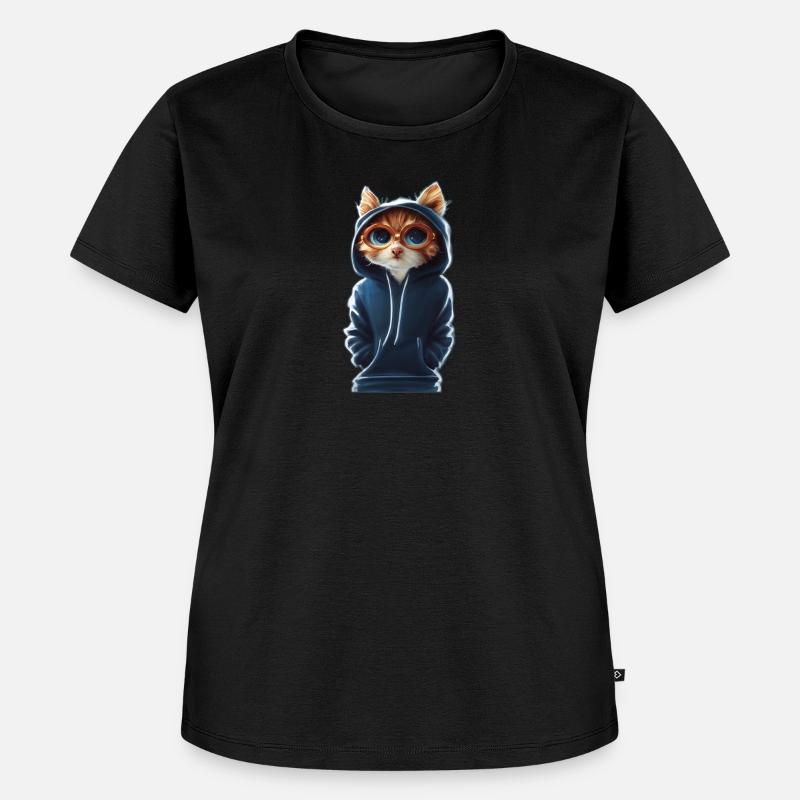 Chat avec Pull 2 - T-shirt Premium bio Femme - noir