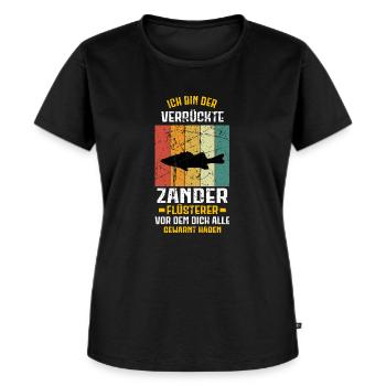 Zander Angeln Angler Raubfisch fischen - Frauen Premium Bio T-Shirt - Schwarz - Vorne - Selfina (174cm)