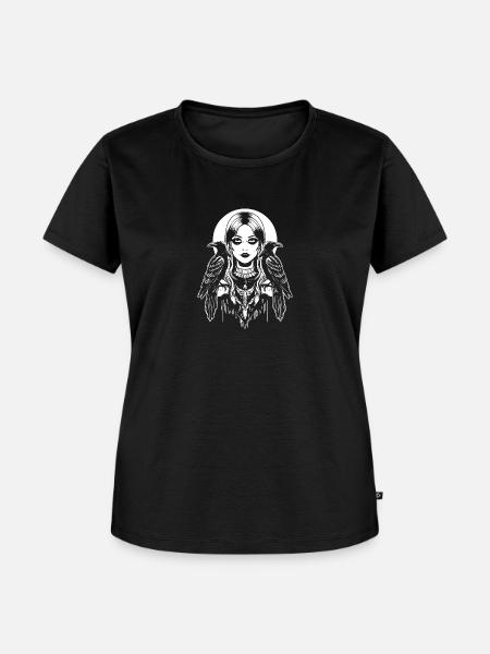 Gothic-Mädchen mit Raben - Frauen Premium Bio T-Shirt - Schwarz