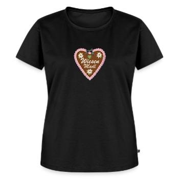Wiesen Madl Lebkuchenherz - Frauen Premium Bio T-Shirt - Schwarz - Vorne - Selfina (174cm)