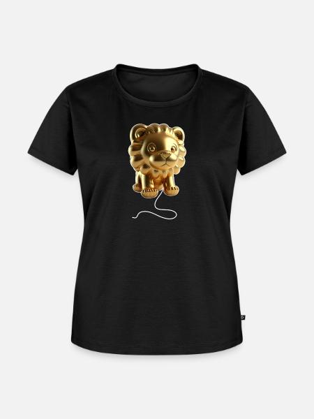 Löwe Ballon - Gold - Frauen Premium Bio T-Shirt - Schwarz