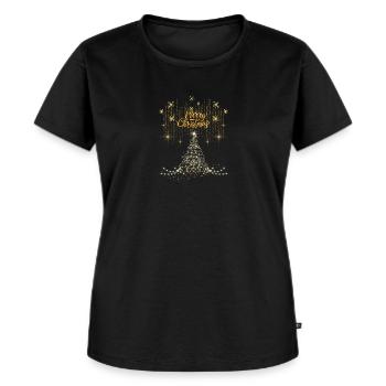 Joyeux Noël Arbre de Noël Or XMAS Mode Weihnachten - T-shirt Premium bio Femme - noir - Devant - Selfina (174cm)