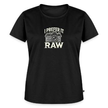Ich bevorzuge es roh - Frauen Premium Bio T-Shirt - Schwarz - Vorne - Selfina (174cm)
