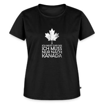 Ich muss gar nix ich muss nur nach Kanada - Frauen Premium Bio T-Shirt - Schwarz - Vorne - Selfina (174cm)
