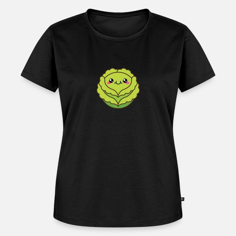 Niedlicher Kohl oder Salatkopf - Frauen Premium Bio T-Shirt - Schwarz