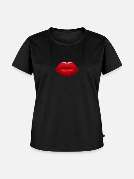 Lippen - Frauen Premium Bio T-Shirt - Schwarz