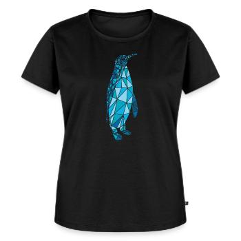 Pinguin Polygon Mosaik - Kaiserpinguin blau - Frauen Premium Bio T-Shirt - Schwarz - Vorne - Selfina (174cm)