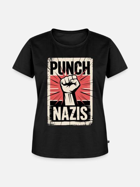 Faust gegen Nazis Poster - Frauen Premium Bio T-Shirt - Schwarz