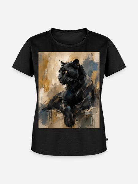 Sitzende Panther - Frauen Premium Bio T-Shirt - Schwarz