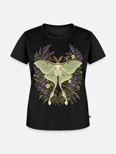 Lunafalter mit Lavendel - Frauen Premium Bio T-Shirt - Schwarz