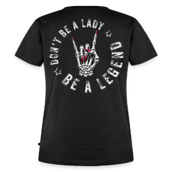 devils horns metal dont be a lady festival spruch - Frauen Premium Bio T-Shirt - Schwarz - Hinten - Selfina (174cm)
