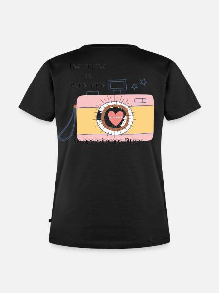 Retro-Kamera mit positiver Botschaft - Frauen Premium Bio T-Shirt - Schwarz