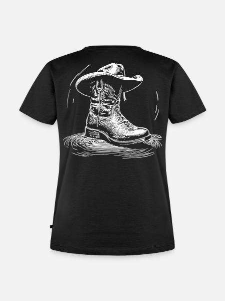 Western Line Dance - Frauen Premium Bio T-Shirt - Schwarz