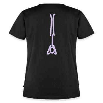 iYpsilon Yoga Kopfstand - Frauen Premium Bio T-Shirt - Schwarz - Hinten - Selfina (174cm)