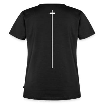 Kreuz - Frauen Premium Bio T-Shirt - Schwarz - Hinten - Selfina (174cm)