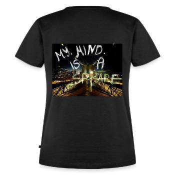 MY MIND IS A SPHÄRE RÜCKENPRINT - Frauen Premium Bio T-Shirt - Schwarz - Hinten - Selfina (174cm)