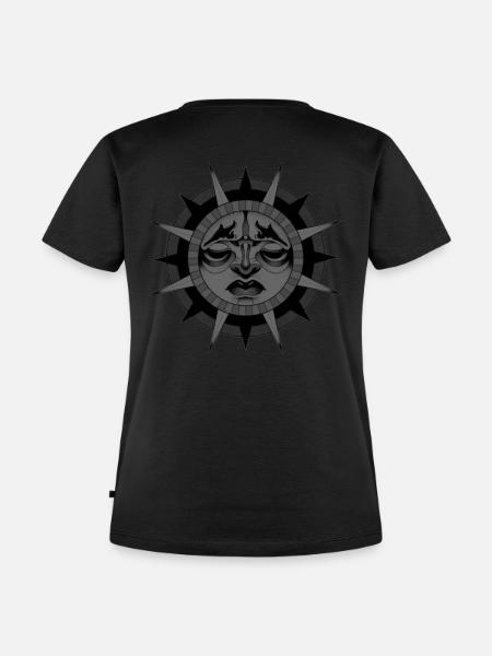 Sonne Rücken - Frauen Premium Bio T-Shirt - Schwarz